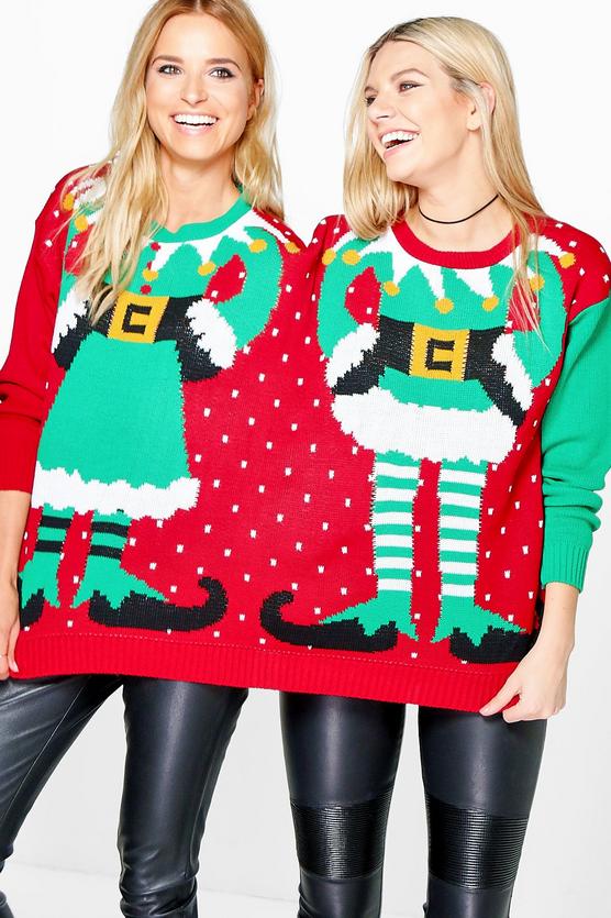 Lauren Mr & Mrs Elf Twin Christmas Jumper